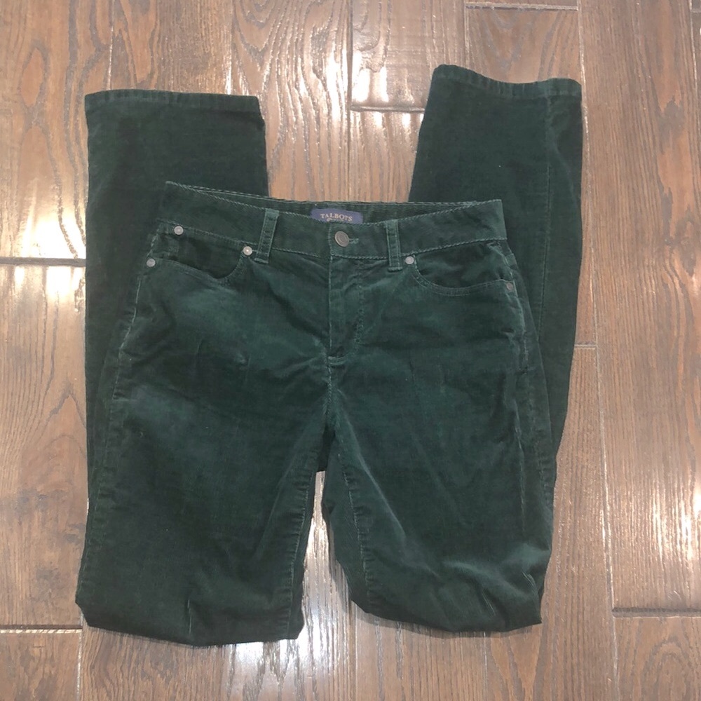 Talbots Forest Green Corduroy Straight-Leg Pants